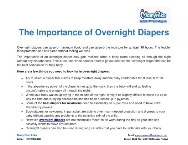 The Importance of Overnight Diapers