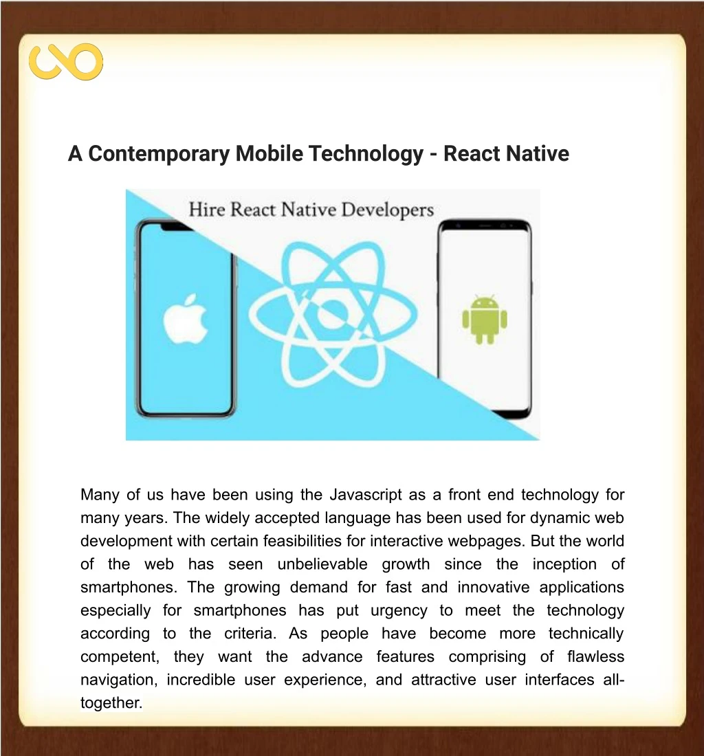 a contemporary mobile technology react native