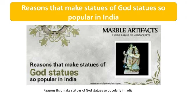 Reasons that make statues of God statues so popular in India