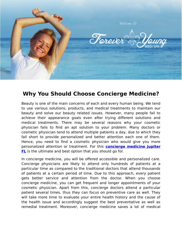 Why You Should Choose Concierge Medicine?