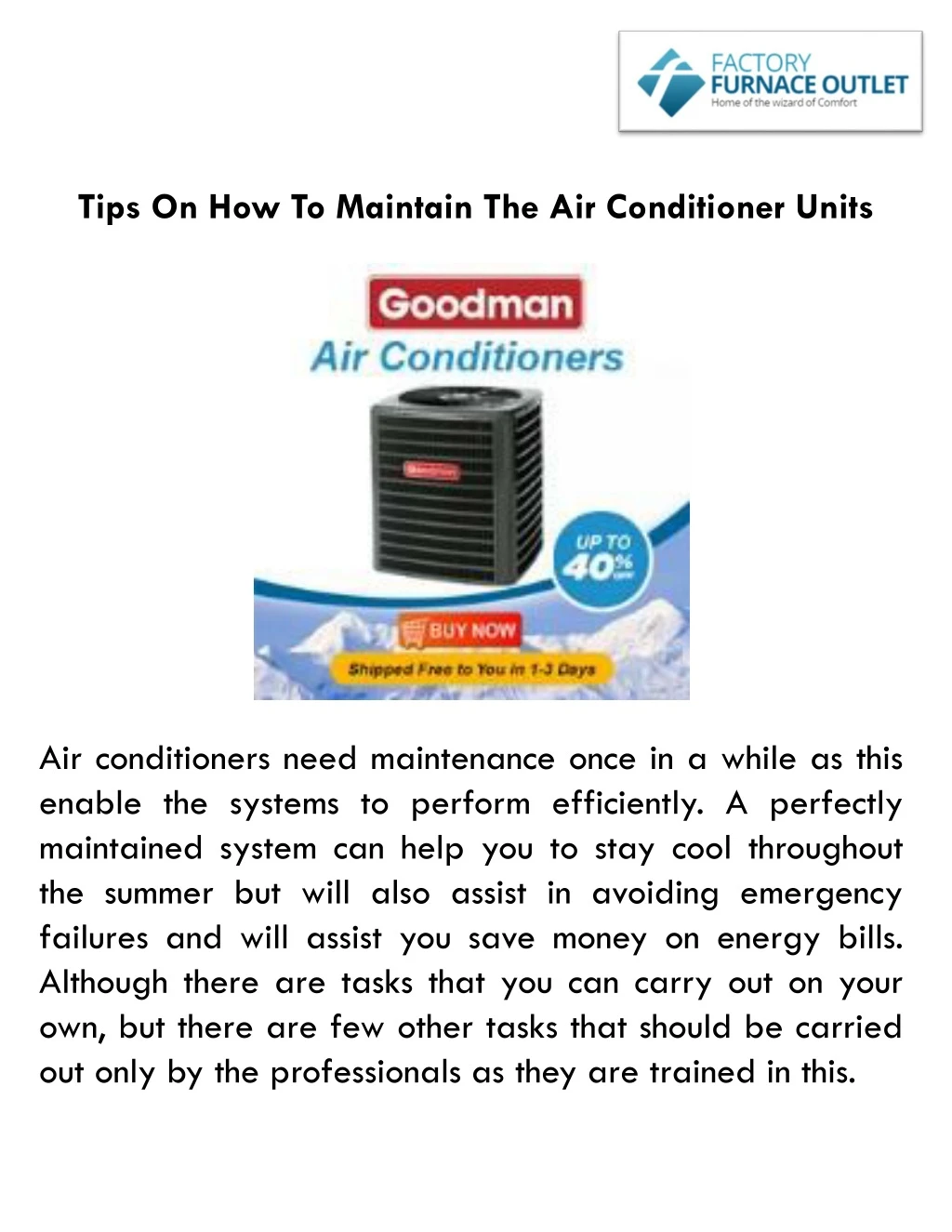 tips on how to maintain the air conditioner units