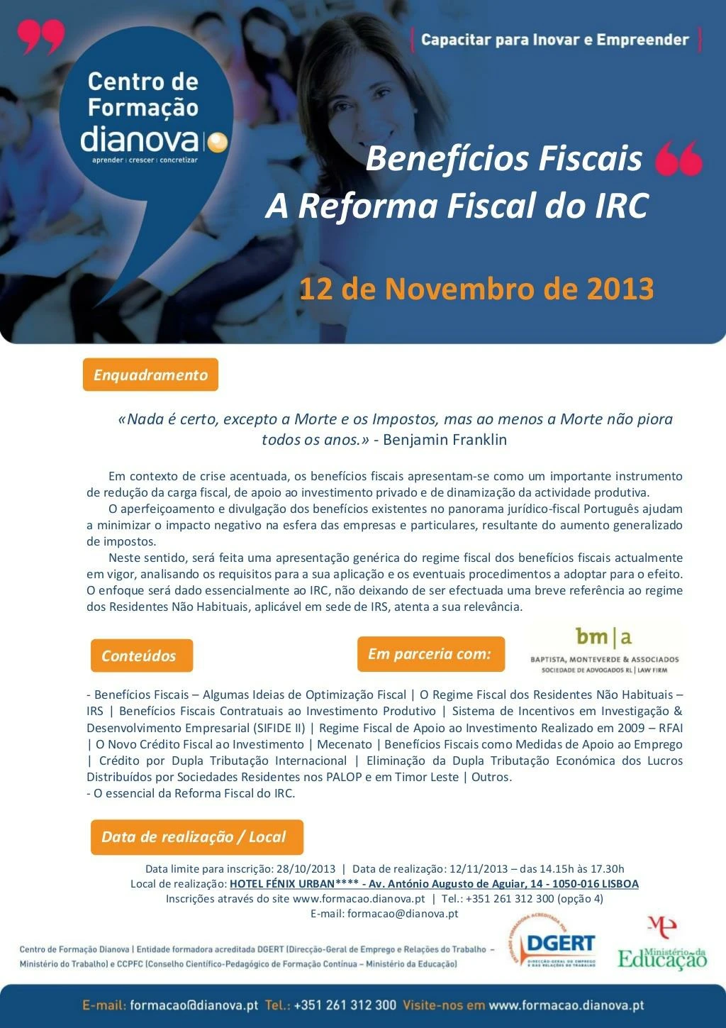 beneficios fiscais reforma fiscal irc 12 nov