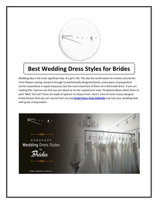 Rock Your Wedding look with Best Dress Styles
