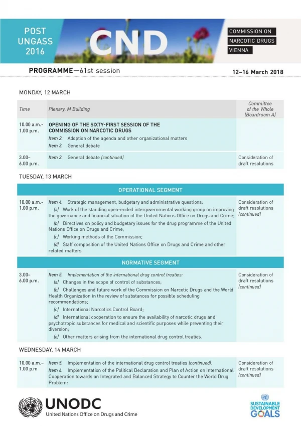 Programme 61 CND UNODC 2018