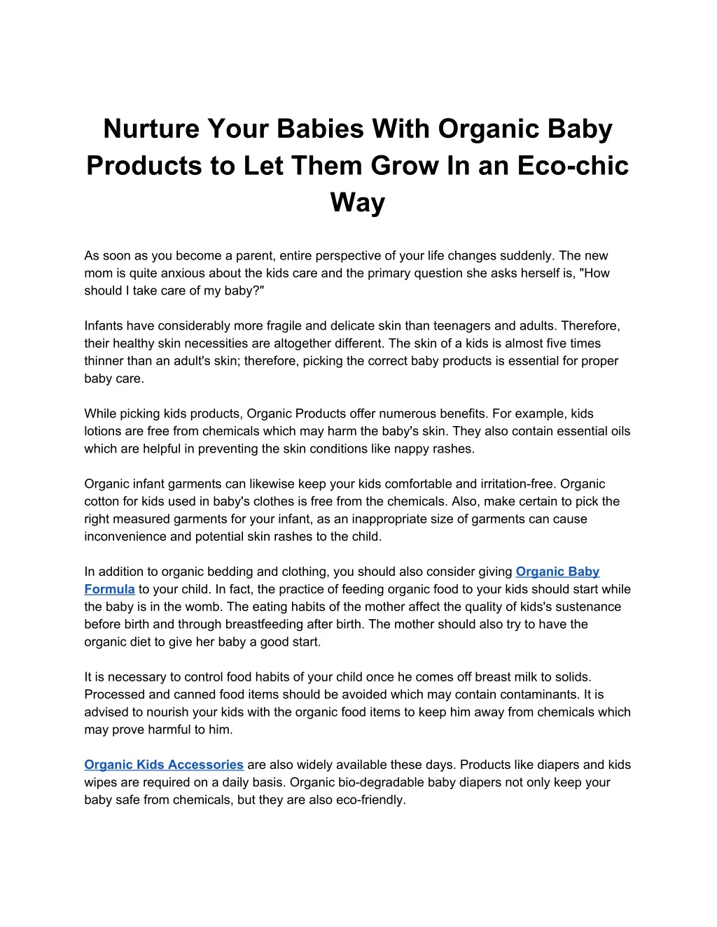 nurture your babies with organic baby products