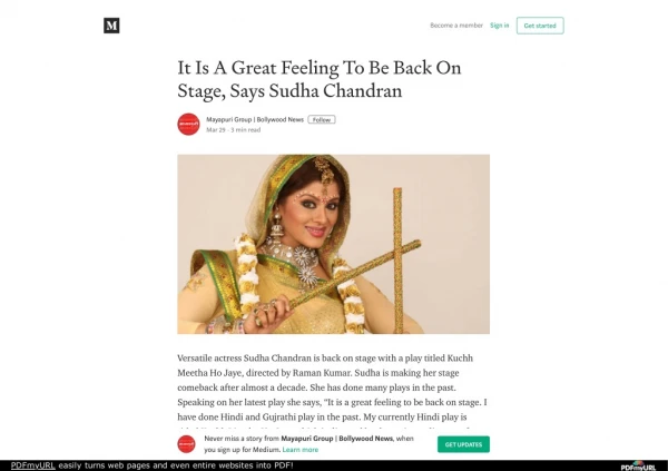 It Is A Great Feeling To Be Back On Stage, Says Sudha Chandran