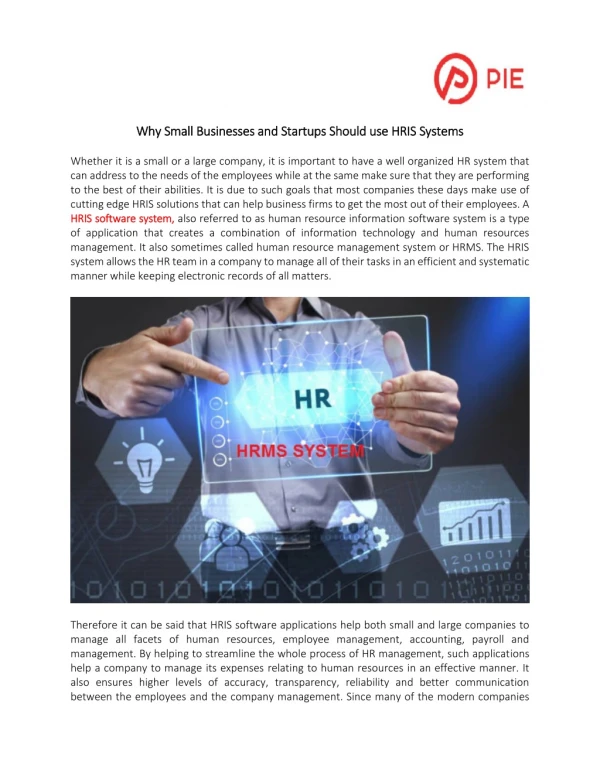 Why Small Businesses and Startups Should use HRIS Systems