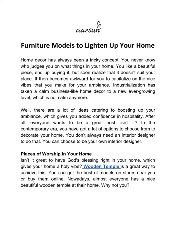 Furniture Models to Lighten Up Your Home