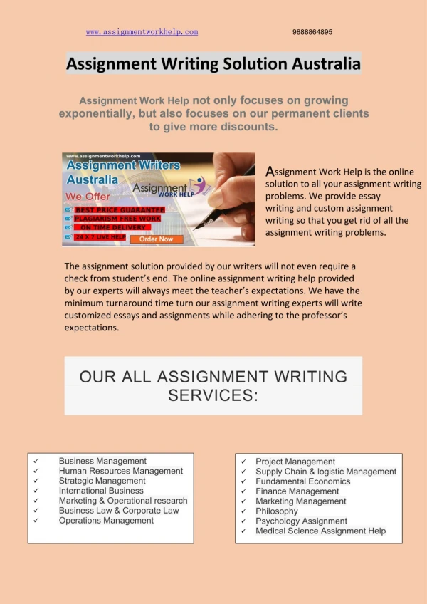 Assignment writing solution Australia