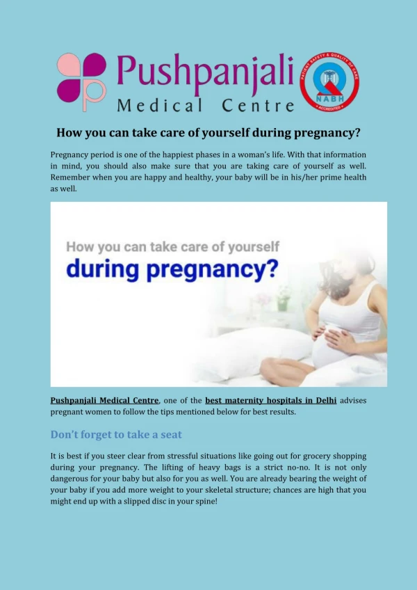 How You Can Take Care Of Yourself During Pregnancy?