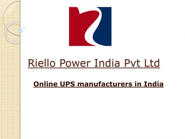 Uninterruptible Power Supply Manufacturer - Riello UPS