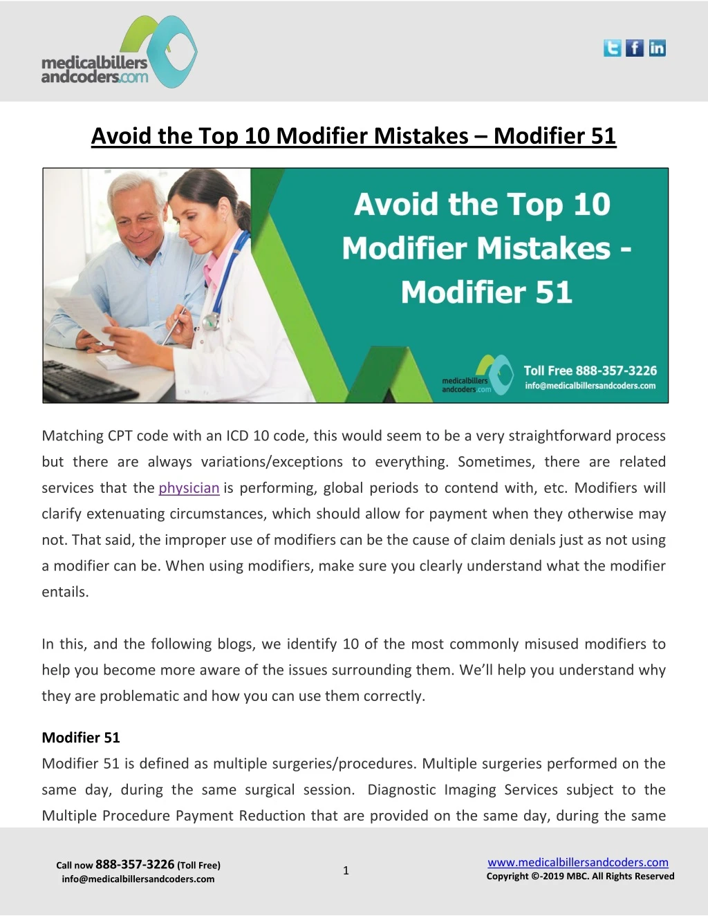 avoid the top 10 modifier mistakes modifier 51