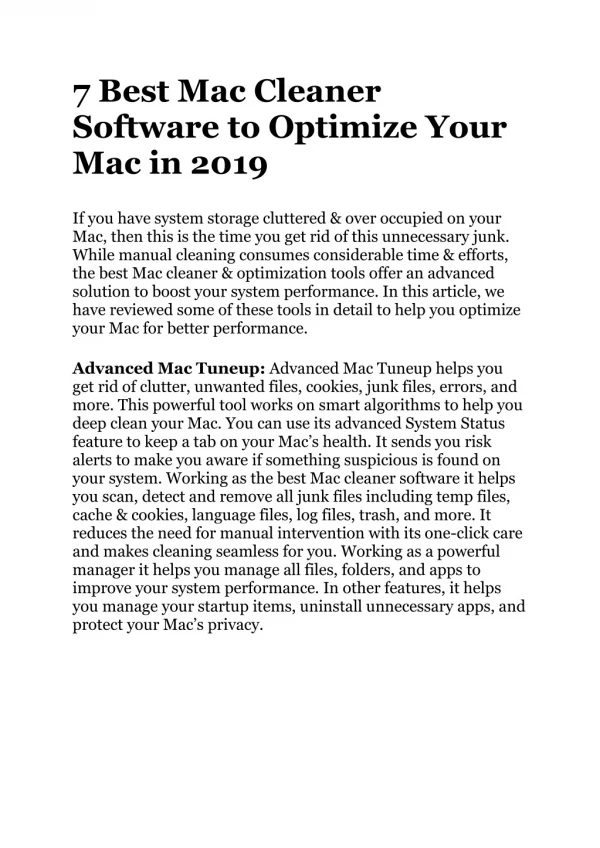 7 Best Mac Cleaner Software to Optimize Your Mac in 2019