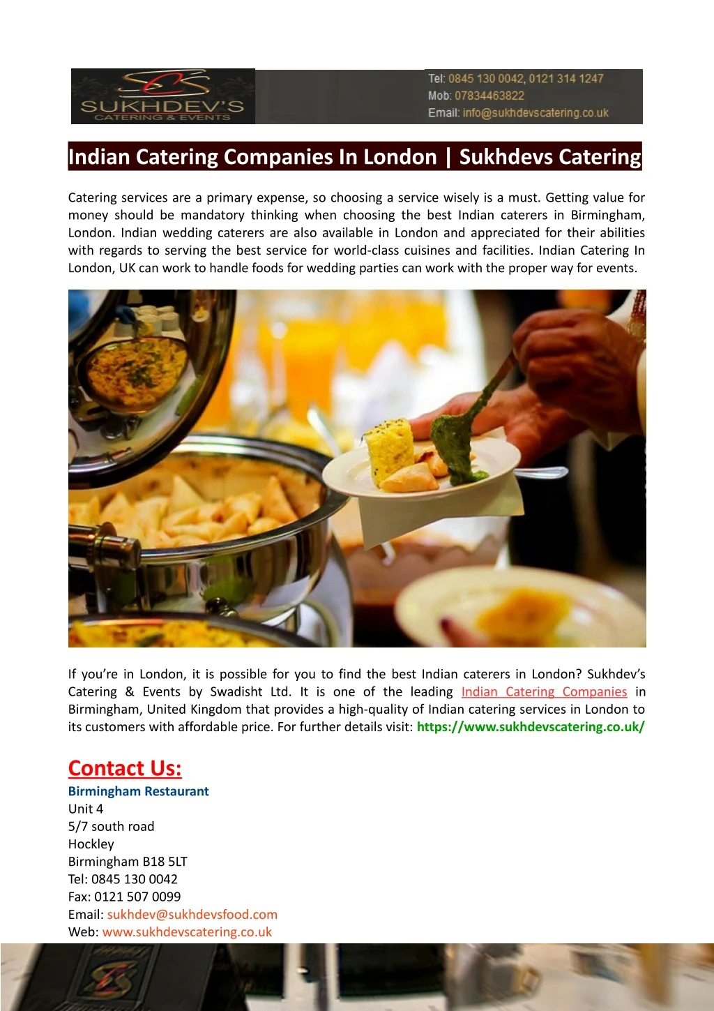 indian catering companies in london sukhdevs