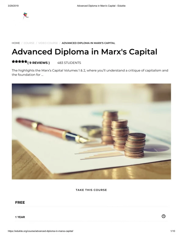 Advanced Diploma in Marx's Capital - Edukite