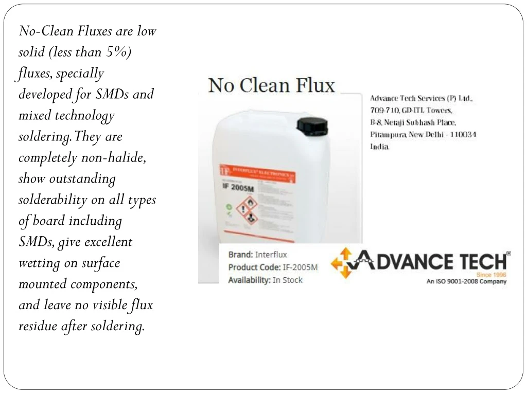 no clean fluxes are low solid less than 5 fluxes
