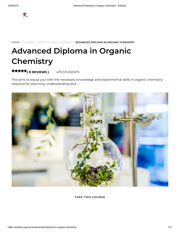 Advanced Diploma in Organic Chemistry - Edukite