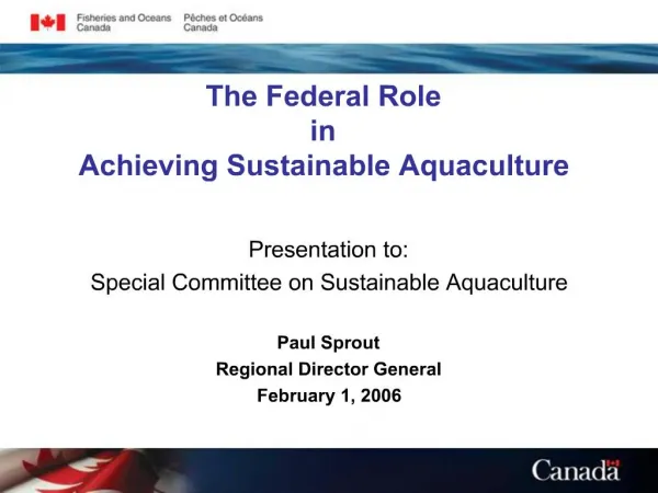 The Federal Role in Achieving Sustainable Aquaculture