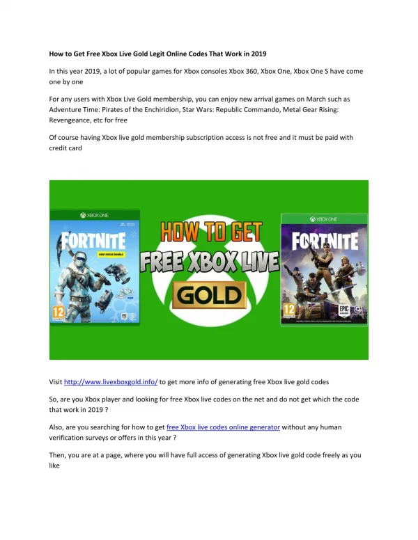How to Get Free Xbox Live Gold Legit Online Codes That Work in 2019