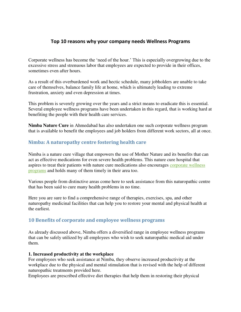 top 10 reasons why your company needs wellness