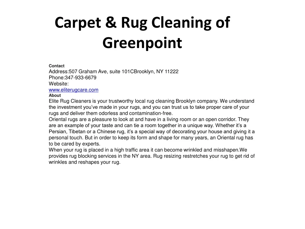 carpet rug cleaning of greenpoint