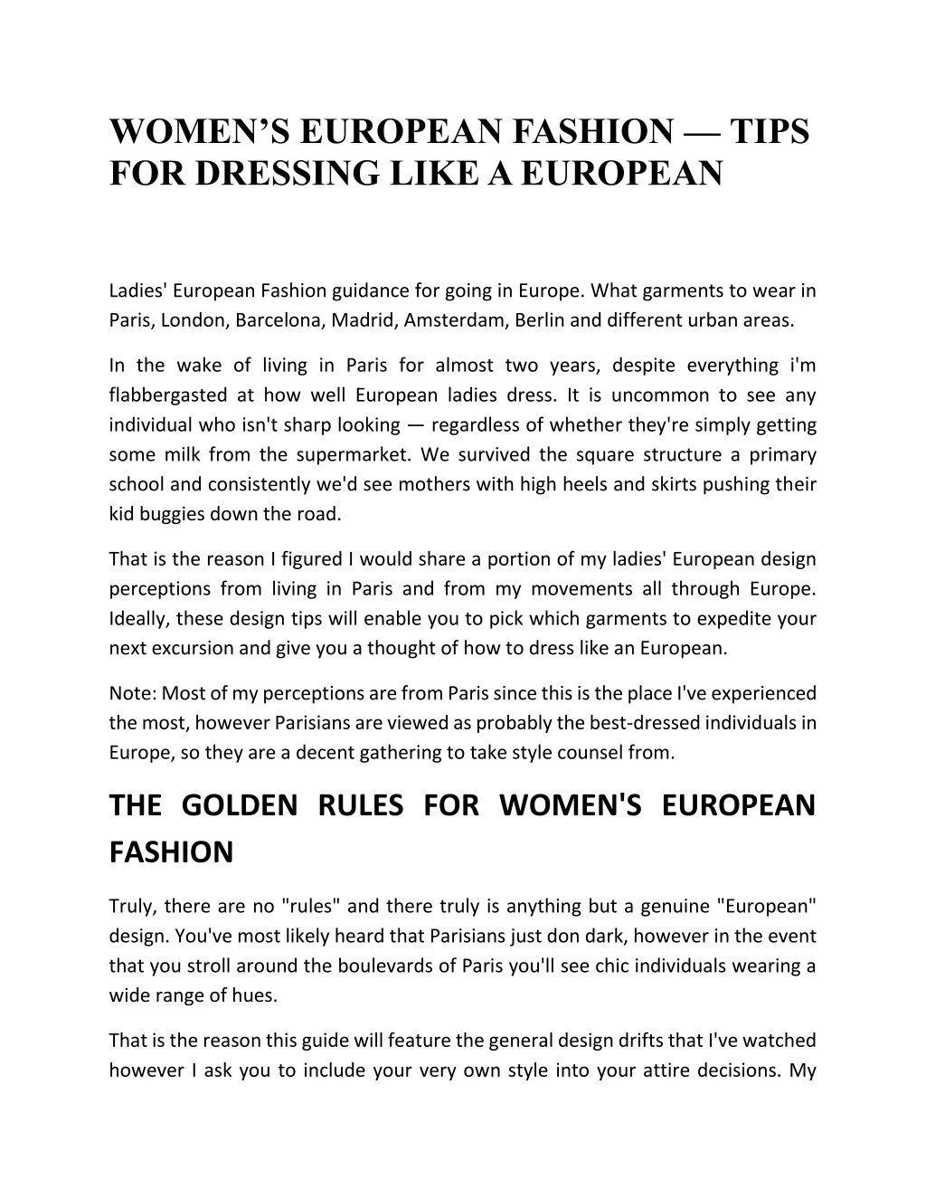 women s european fashion tips for dressing like