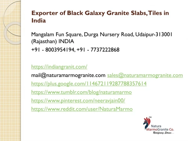 Exporter of Black Galaxy Granite Slabs, Tiles in India