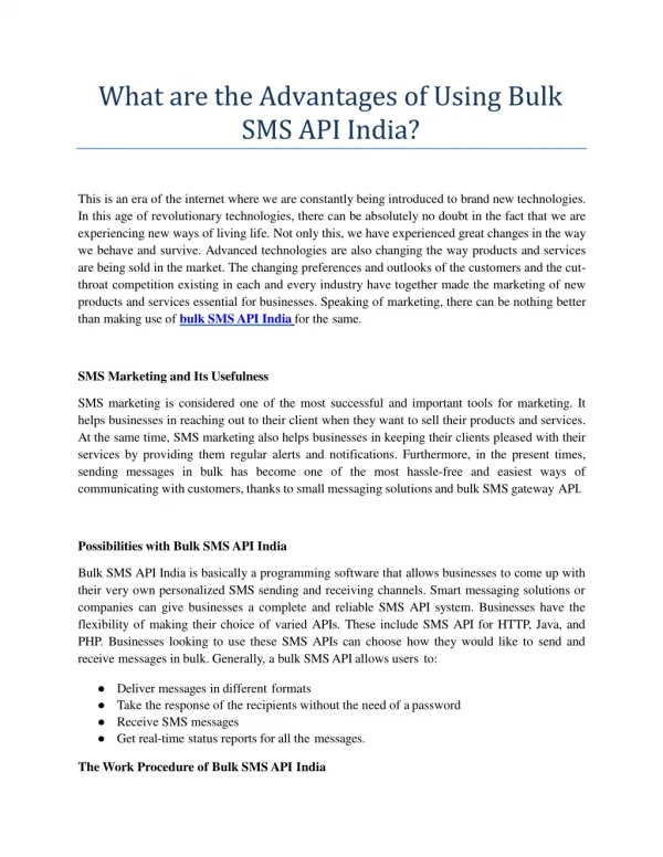 Bulk SMS API India - Make the Right Choice Always