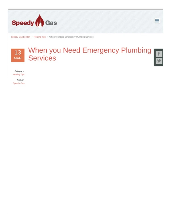 When you Need Emergency Plumbing Services
