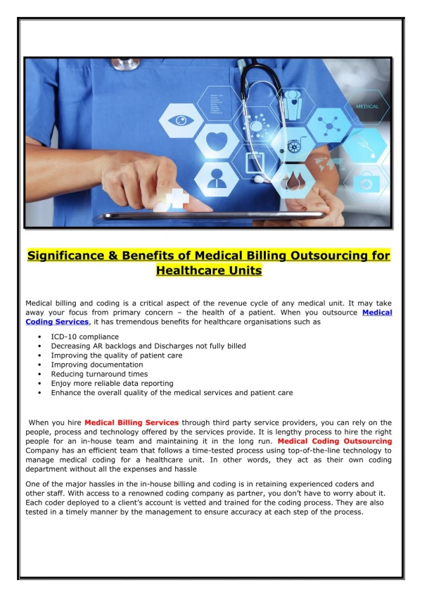 Benefits of Outsourcing Medical Billing Services : elitemedbiz.com