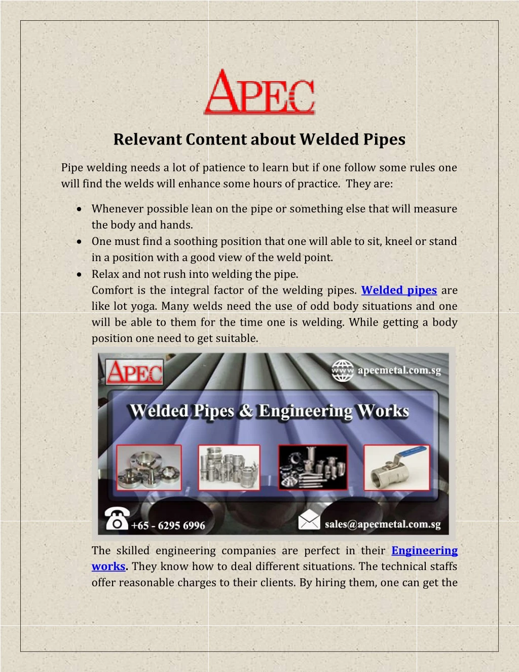 relevant content about welded pipes