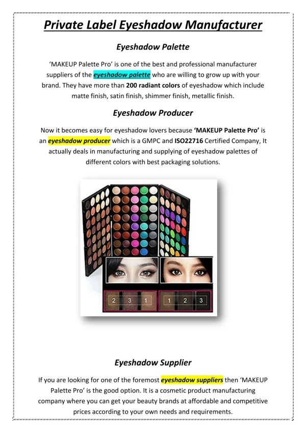 Makeup Palette Pro Company- Private Label Eyeshadow Manufacturer