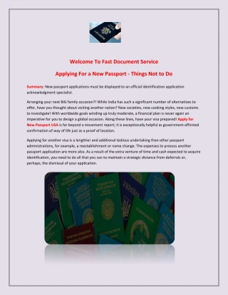 Applying For a New Passport - Things Not to Do - slide 1