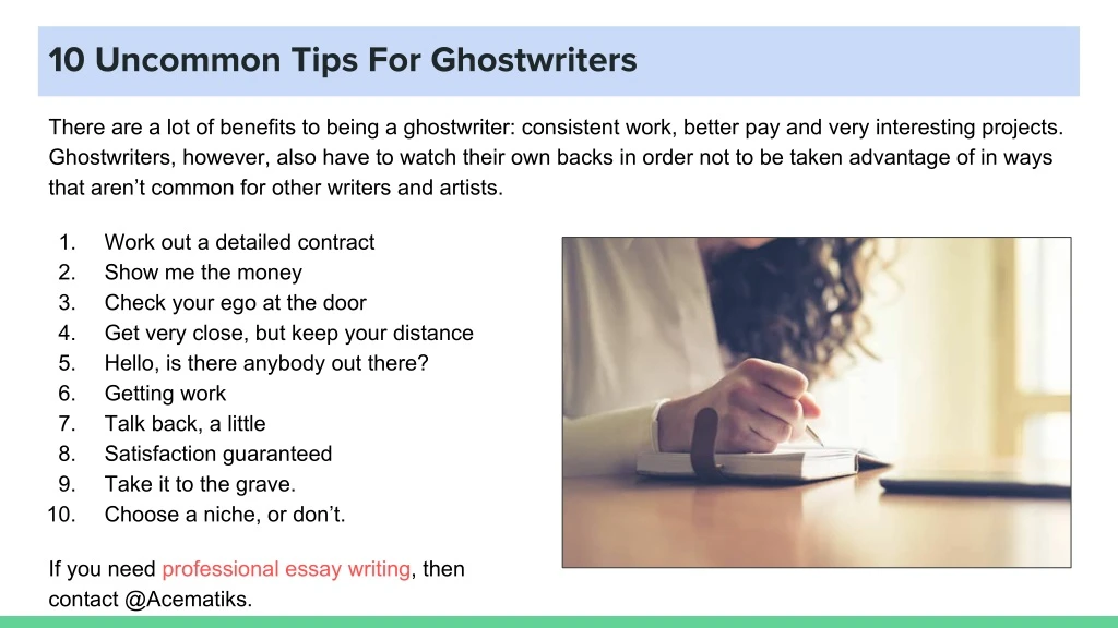 10 uncommon tips for ghostwriters