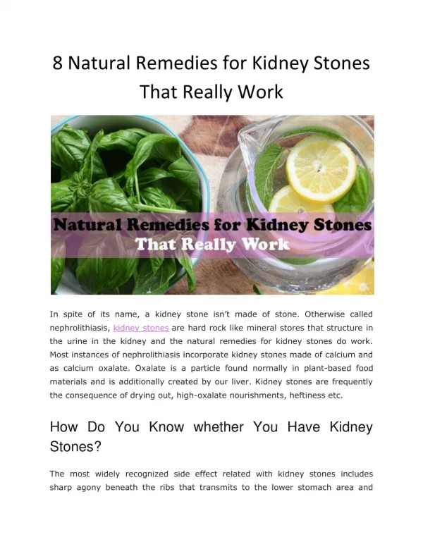 8 Natural Remedies for Kidney Stones That Really Work - Health & Fitness Magazine