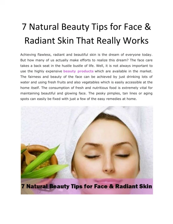 7 Natural Beauty Tips for Face & Radiant Skin That Really Works - Health & Fitness Magazine
