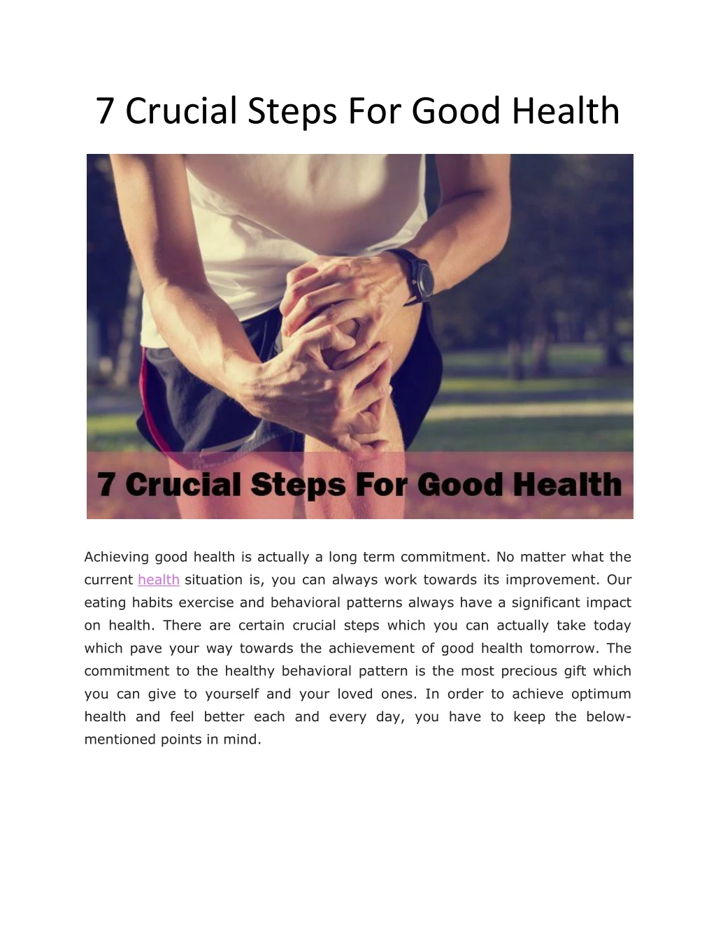 7 crucial steps for good health