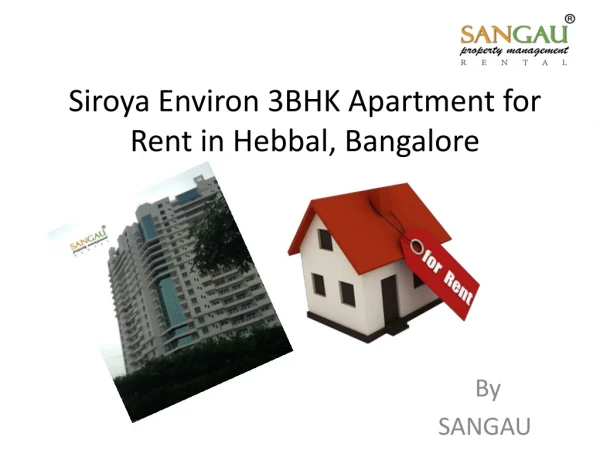 Siroya Environ 3BHK Apartment for Rent in Hebbal, Bangalore
