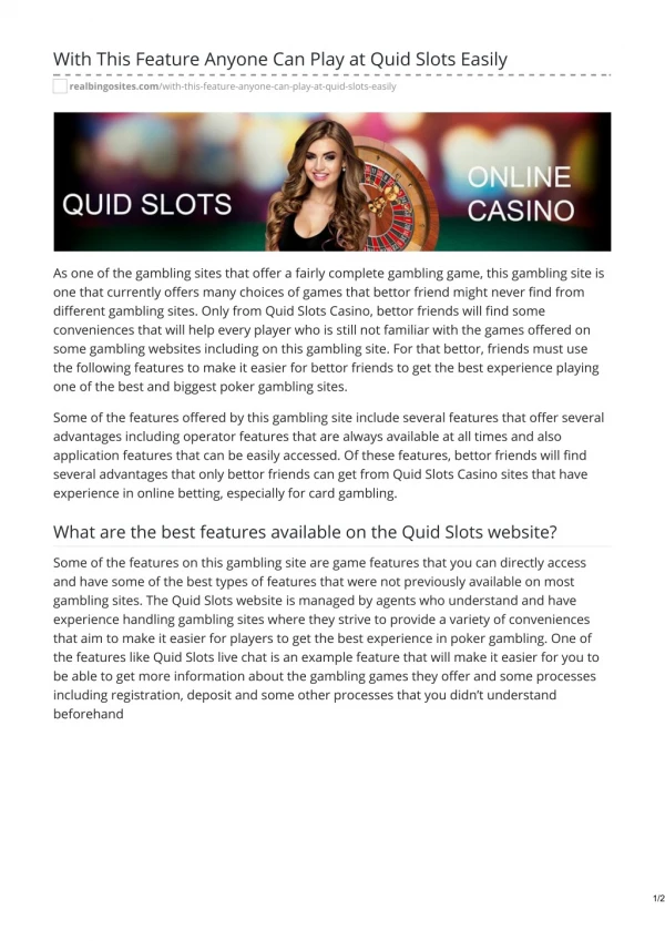 With This Feature Anyone Can Play at Quid Slots Easily