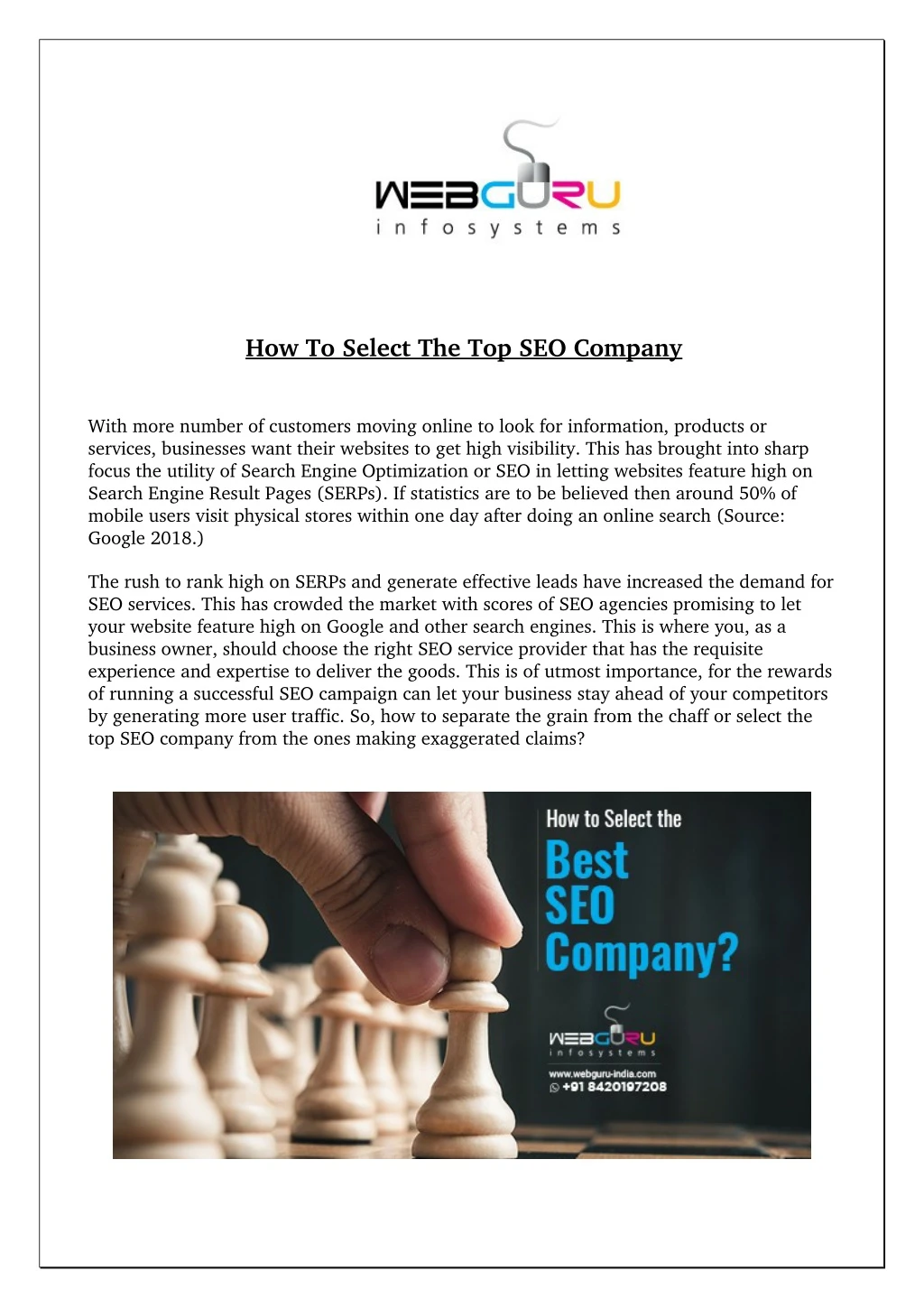 how to select the top seo company