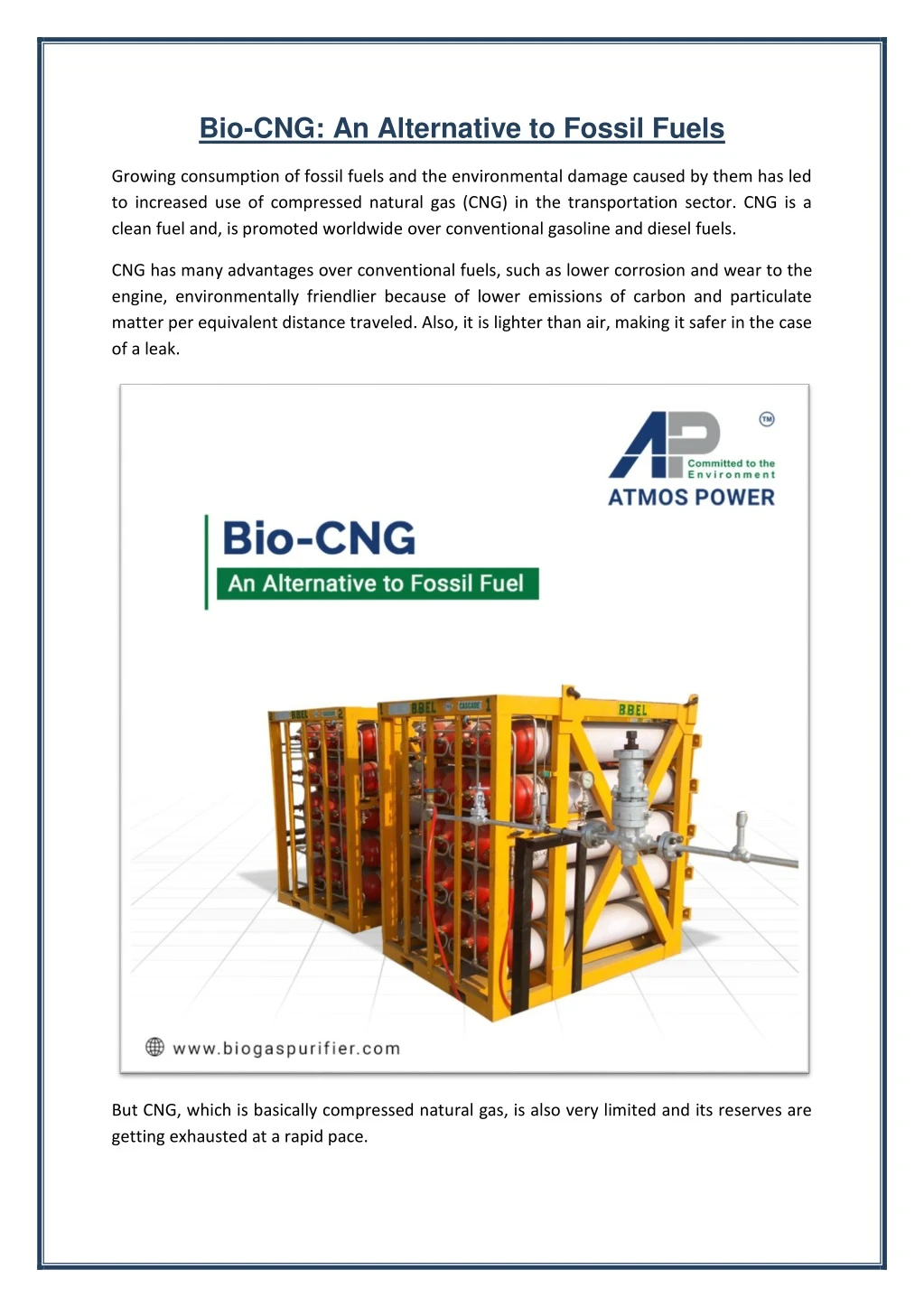bio cng an alternative to fossil fuels