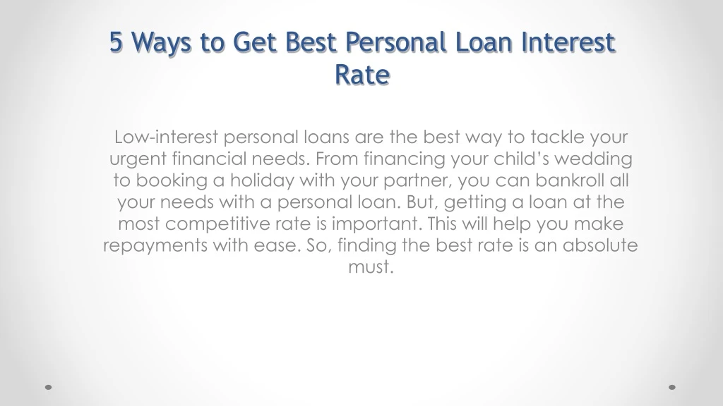 5 ways to get best personal loan interest rate