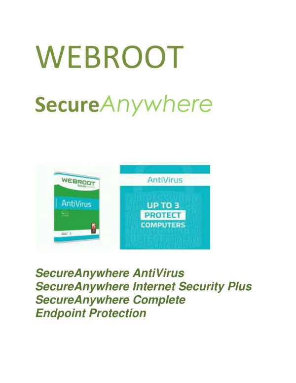 WEBROOT SecureAnywhere Antivirus User Guide For PC & MAC