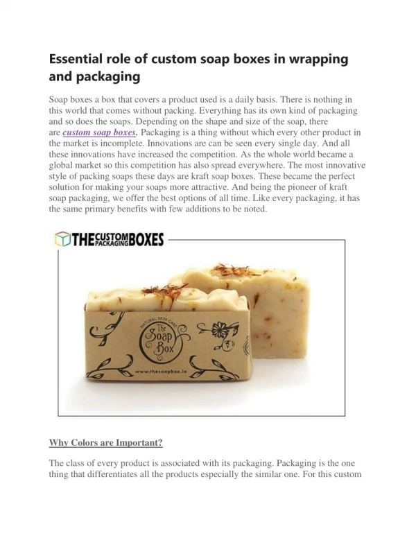 Essential role of custom soap boxes in wrapping and packaging