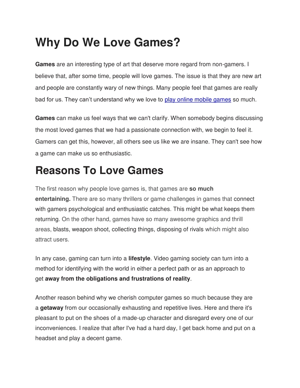 why do we love games