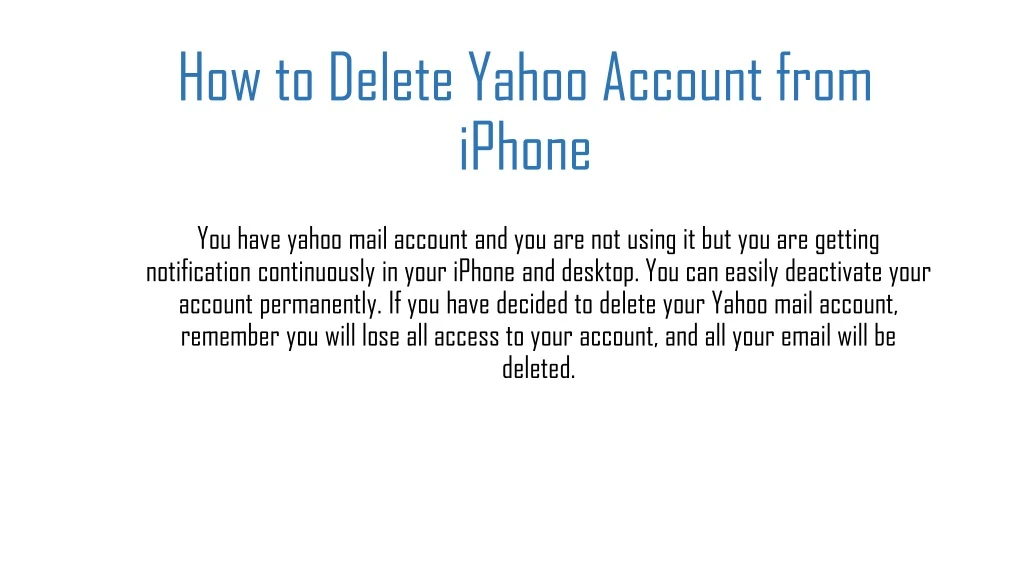 how to delete yahoo account from iphone