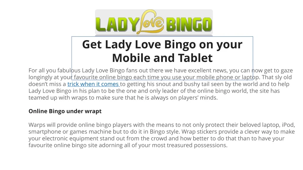 get lady love bingo on your mobile and tablet