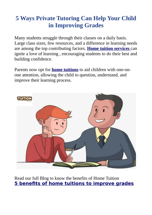5 Ways Private Tutoring Can Help Your Child in Improving Grades