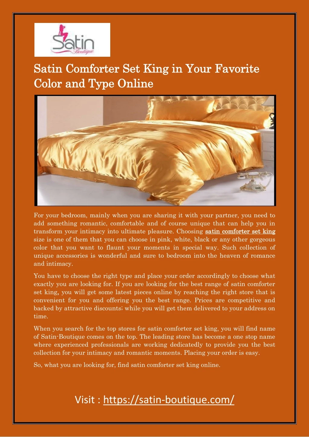 PPT - Satin Comforter Set King in Your Favorite Color and Type Online ...