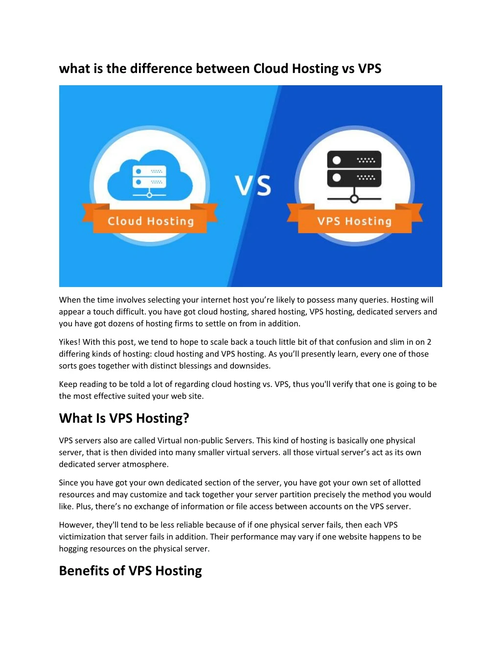 what is the difference between cloud hosting
